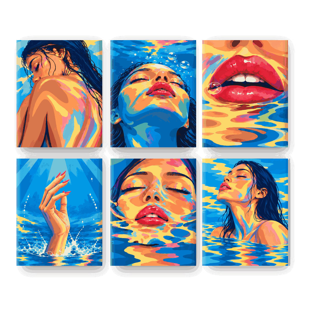 6 Mini Paintings | Aqua Gloed Set