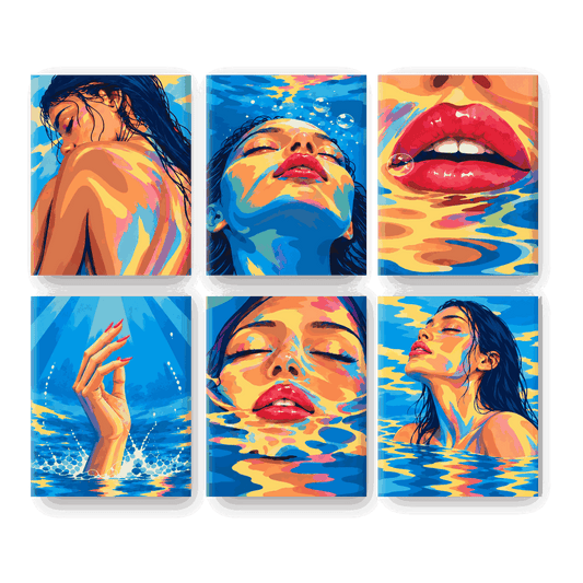 6 Mini Paintings | Aqua Gloed Set