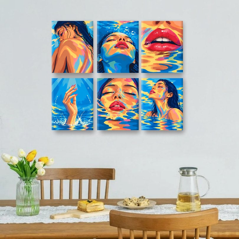 6 Mini Paintings | Aqua Gloed Set