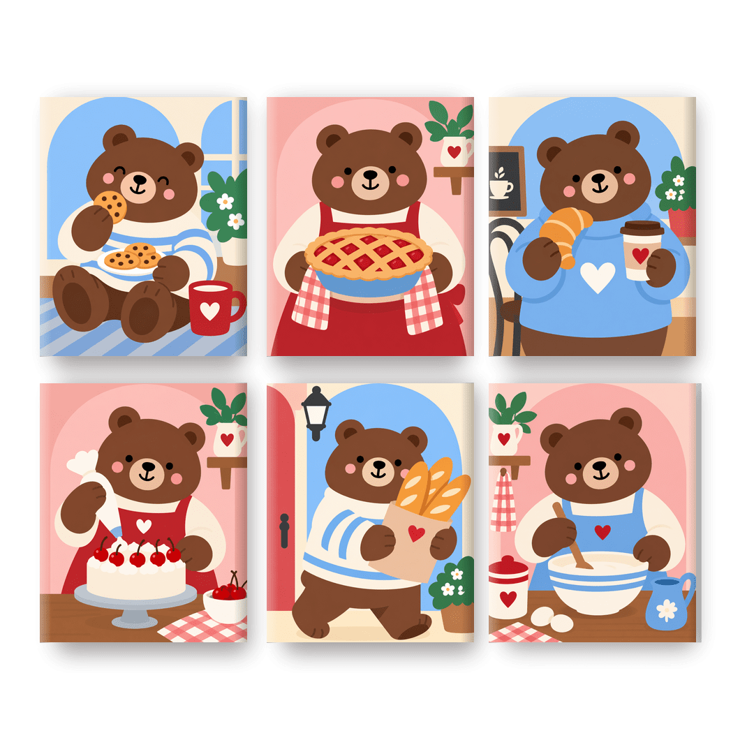 6 Mini Paintings | Bakkersberen Set
