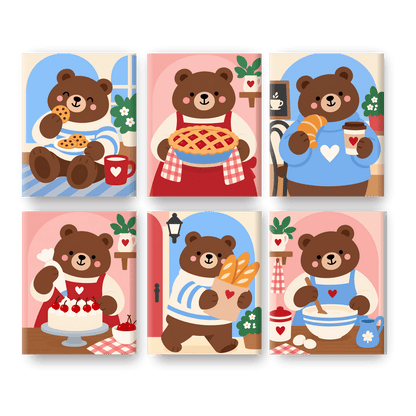 6 Mini Paintings | Bakkersberen Set