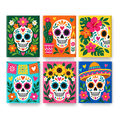 6 Mini Paintings | Calavera Carnaval Set