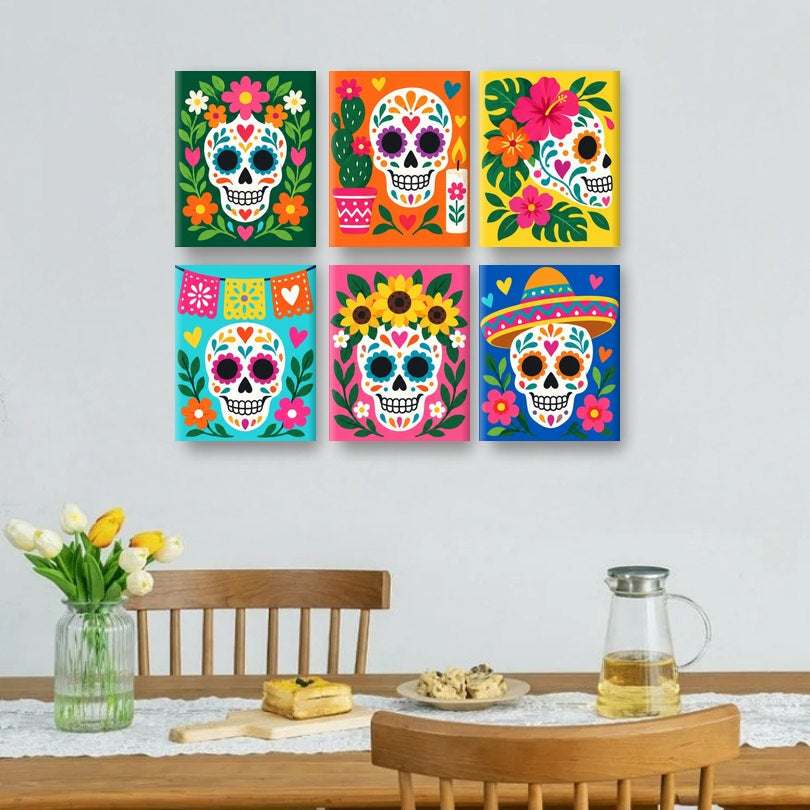 6 Mini Paintings | Calavera Carnaval Set