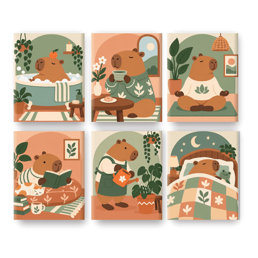 6 Mini Paintings | Capybara Club Set