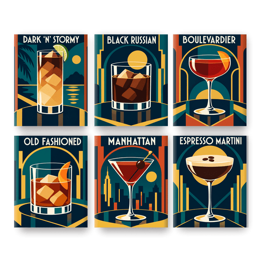 6 Mini Paintings | Cocktail Noir Set