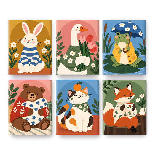 6 Mini Paintings | Gezellige Diertjes Club Set