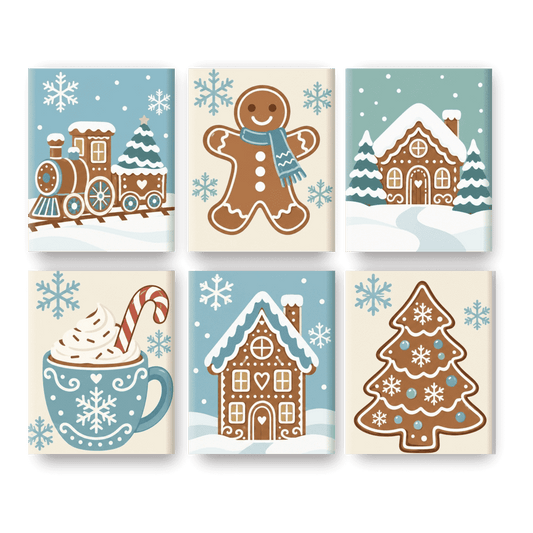 6 Mini Paintings | Berijpte Peperkoek Set