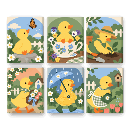 6 Mini Paintings | Vrolijke Zonnige Eenden Set