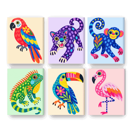6 Mini Paintings | Jungle Grilligheid Set