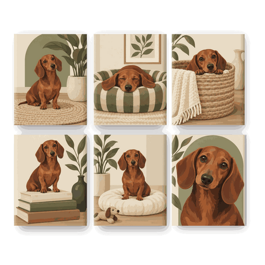 6 Mini Paintings | Klein Tekkel Leven Set