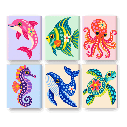 6 Mini Paintings | Oceaan Grilligheid Set