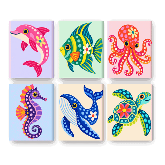 6 Mini Paintings | Oceaan Grilligheid Set
