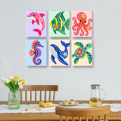 6 Mini Paintings | Oceaan Grilligheid Set