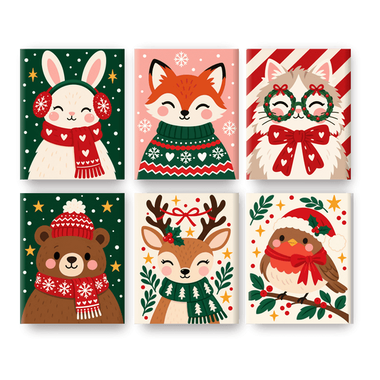 6 Mini Paintings | Kerst Konijntje Set