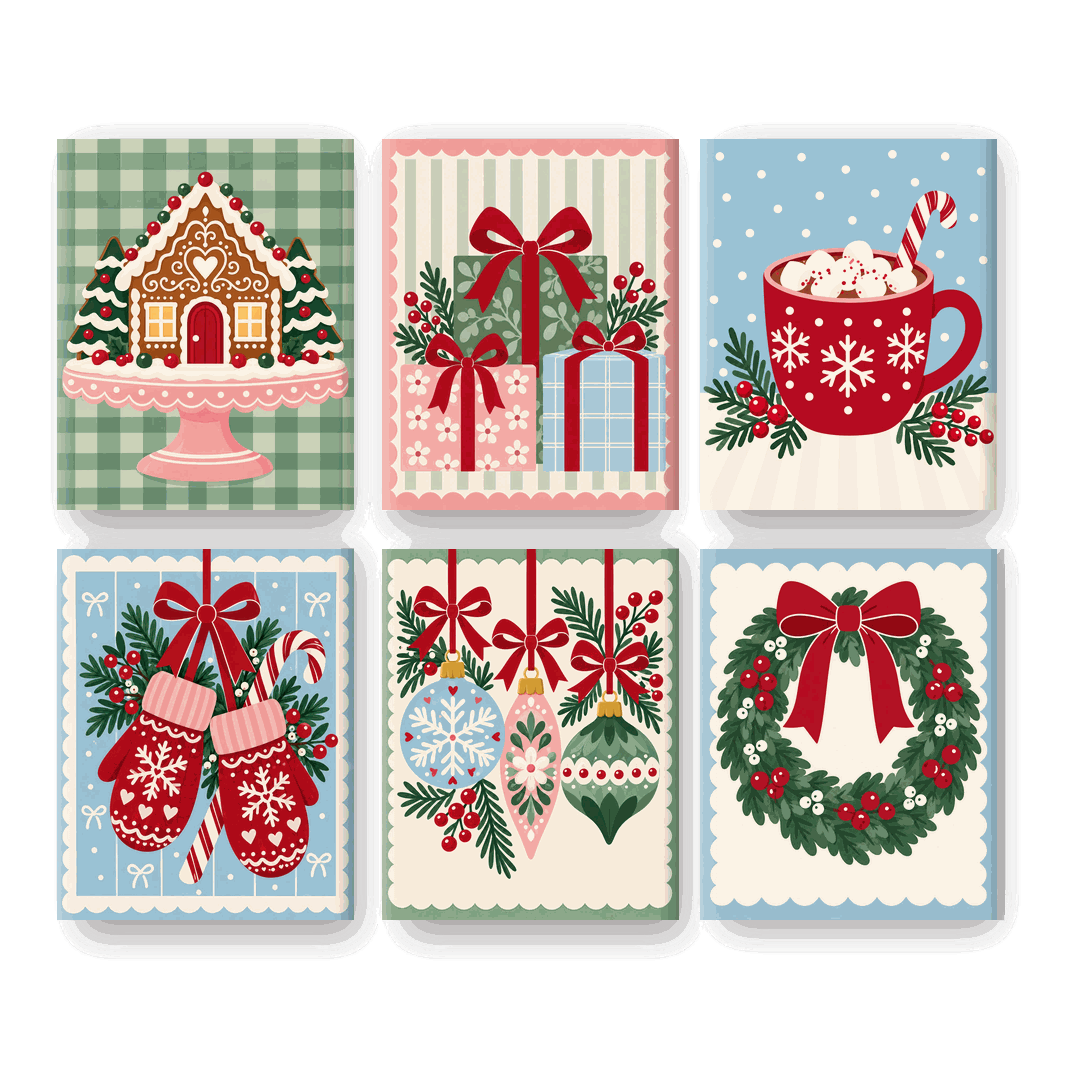 6 Mini Paintings | Kerst Wanten Set