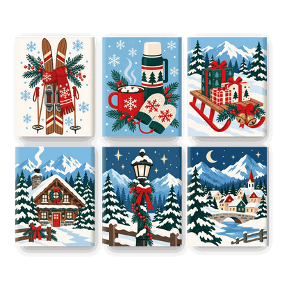 6 Mini Paintings | Noordse Ski's Set