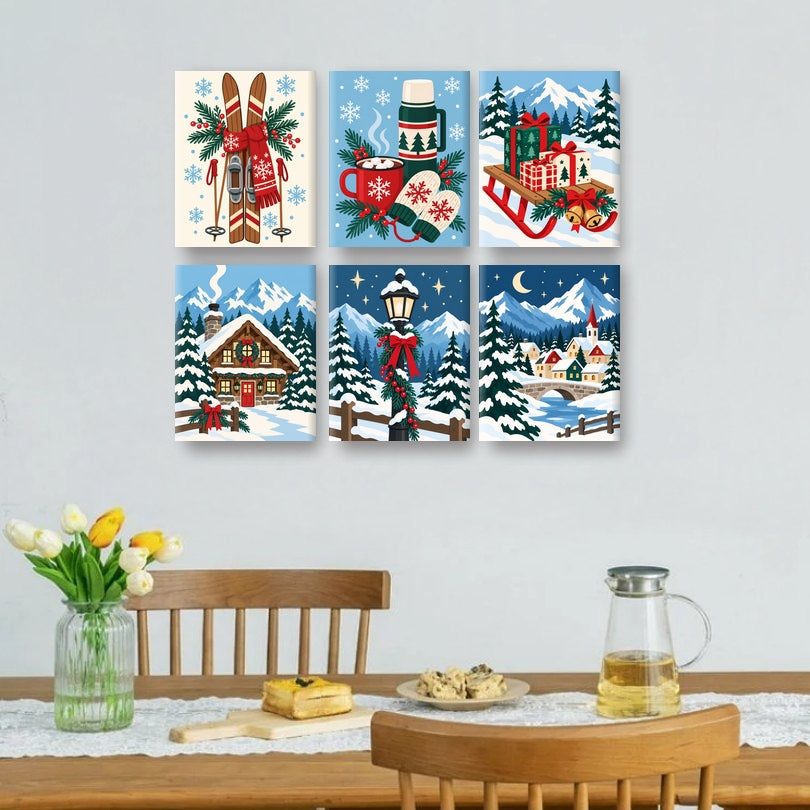 6 Mini Paintings | Noordse Ski's Set