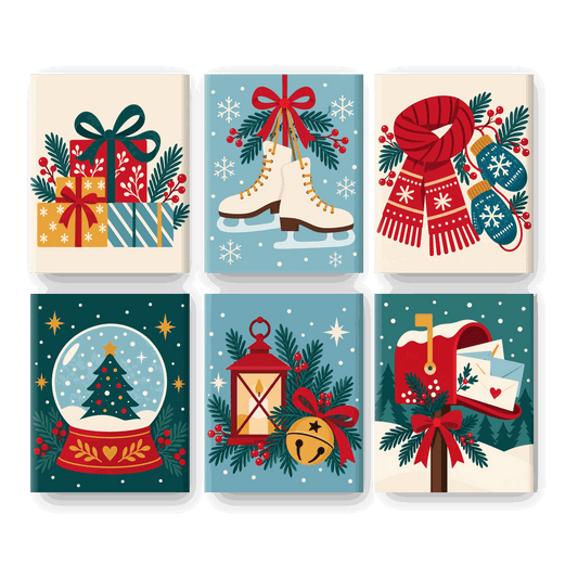 6 Mini Paintings | Kerst Cadeaustapel Set