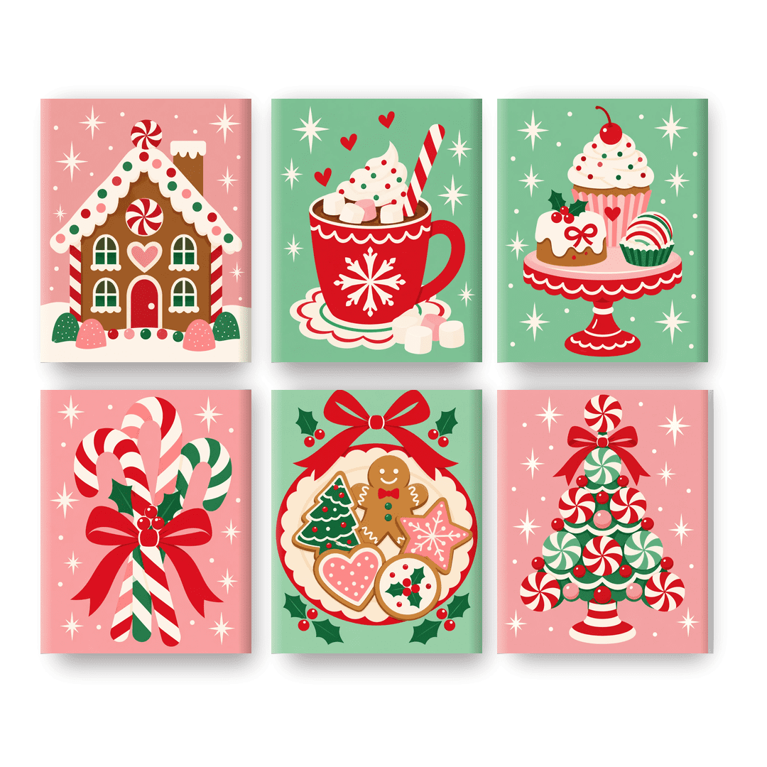 6 Mini Paintings | Snoep Peperkoekhuisje Set