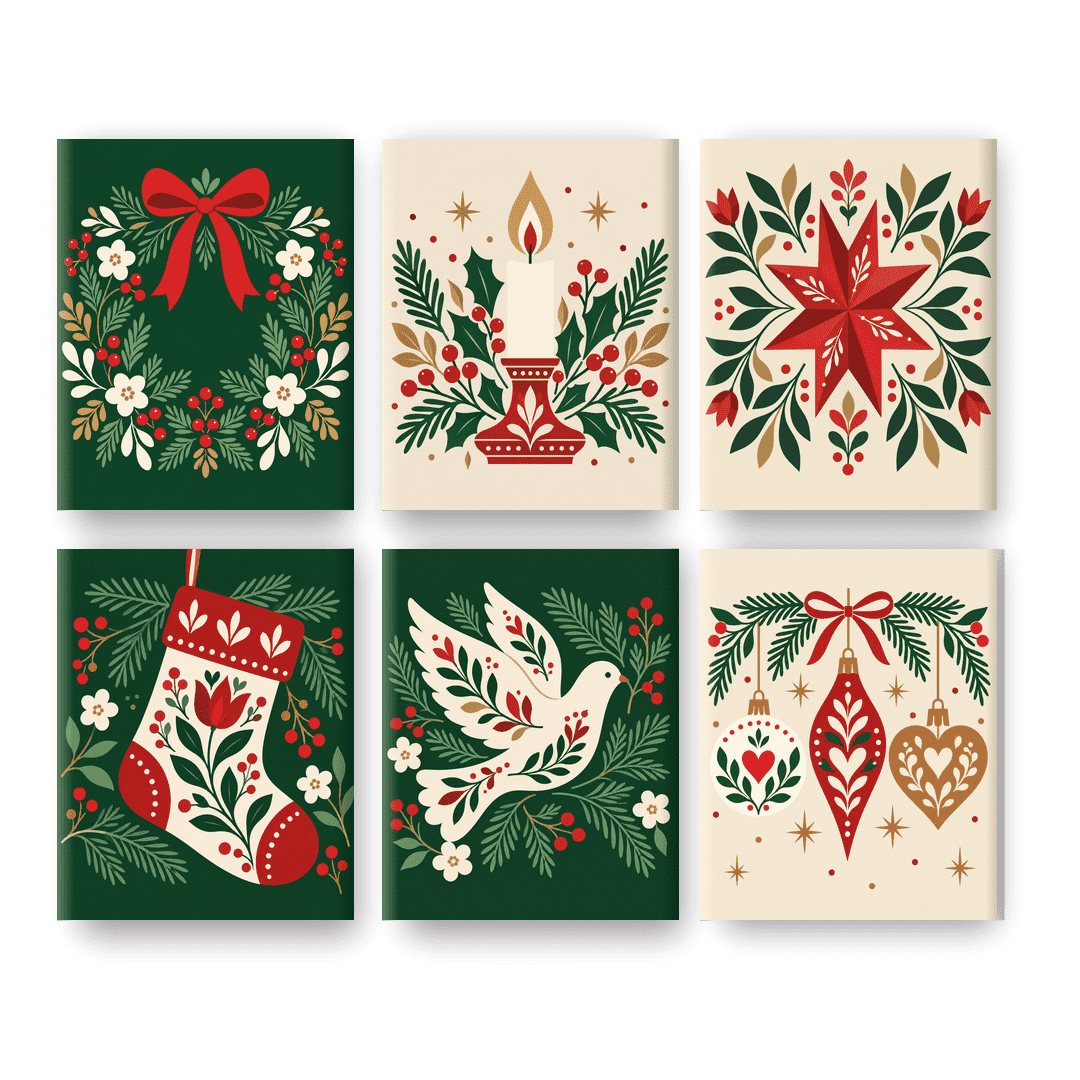 6 Mini Paintings | Kerst Krans Set
