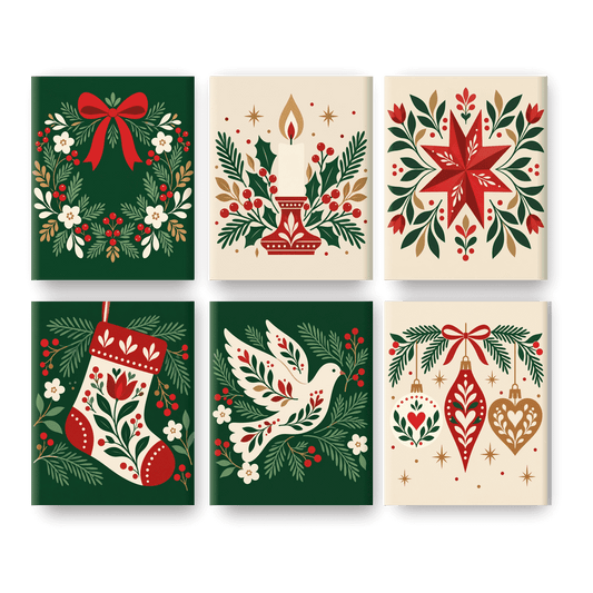 6 Mini Paintings | Kerst Krans Set