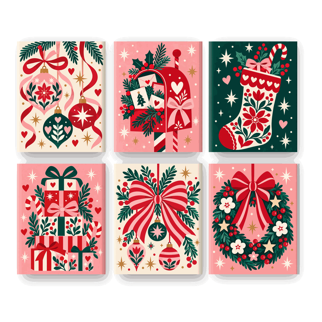 6 Mini Paintings | Feestelijke Kerstballen Set
