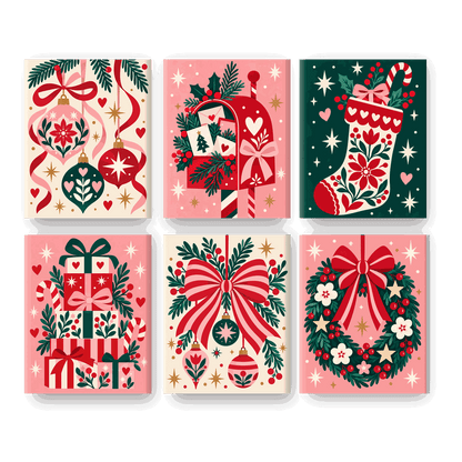 6 Mini Paintings | Feestelijke Kerstballen Set