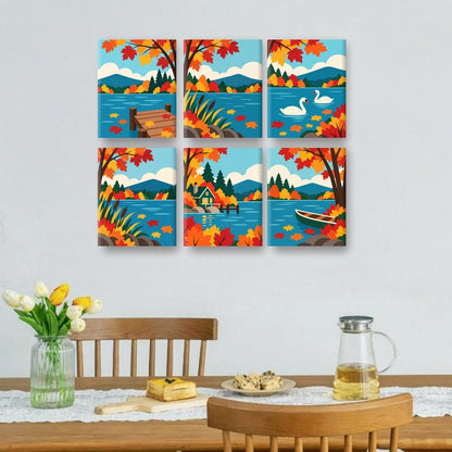 6 Mini Paintings | Herfst Meer Set