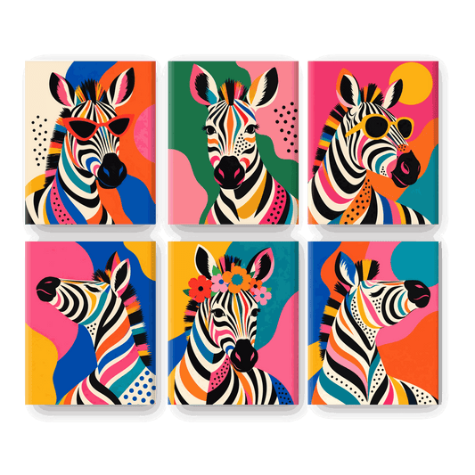 6 Mini Paintings | Pop Art Zebra Set