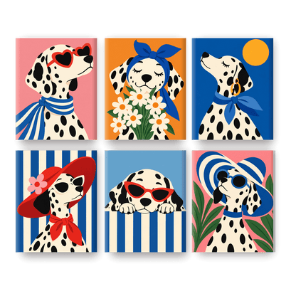 6 Mini Paintings | Chique Dalmatier Set