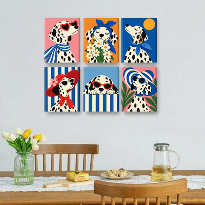 6 Mini Paintings | Chique Dalmatier Set