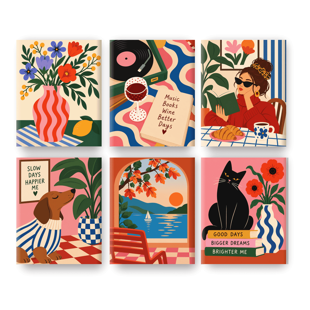 6 Mini Paintings | Gedurfde Bloemenvaas Set