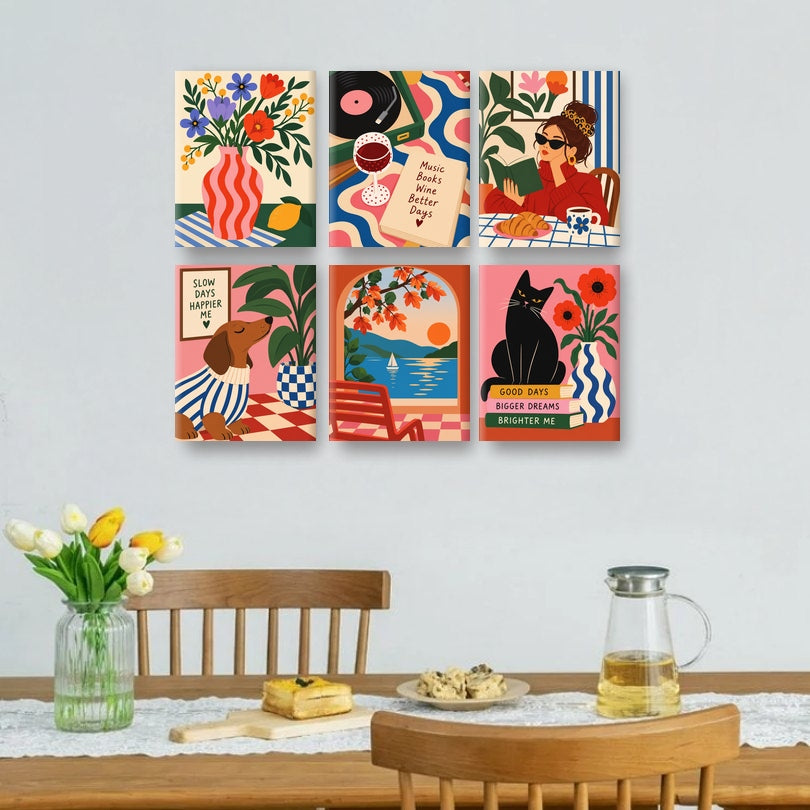 6 Mini Paintings | Gedurfde Bloemenvaas Set