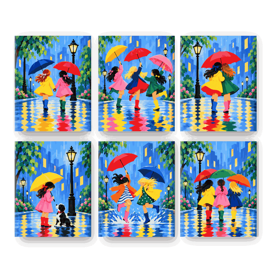 6 Mini Paintings | Dansen in de Regen Set