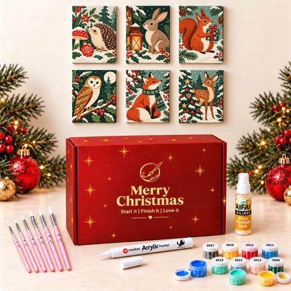 Schilderen op Nummer Kerstcadeaubox - Kerstbos Bundel