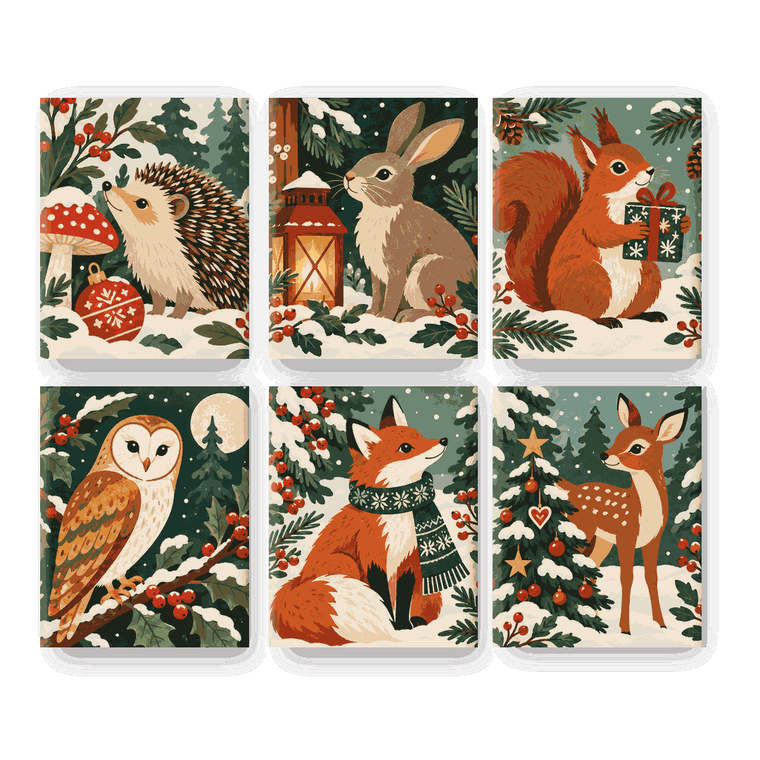 6 Mini Paintings | Bos Kerst Set