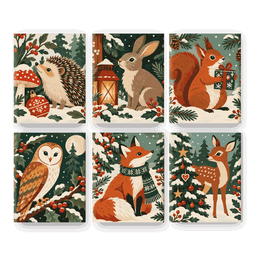 6 Mini Paintings | Bos Kerst Set