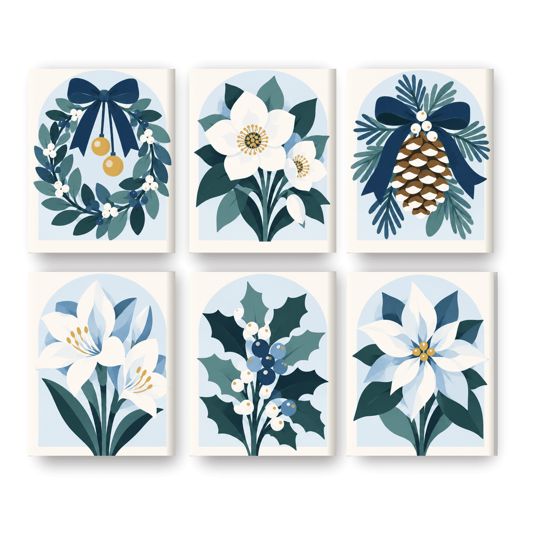 6 Mini Paintings | IJzig Blauwe Kerst Set