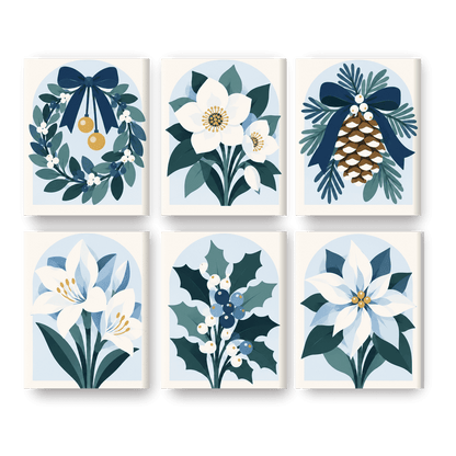 6 Mini Paintings | IJzig Blauwe Kerst Set