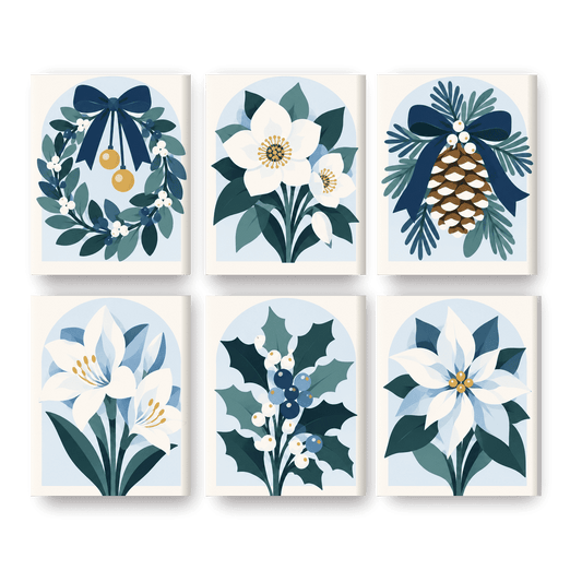 6 Mini Paintings | IJzig Blauwe Kerst Set