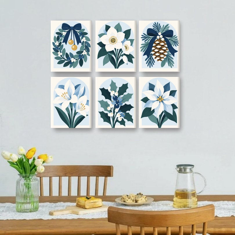 6 Mini Paintings | IJzig Blauwe Kerst Set
