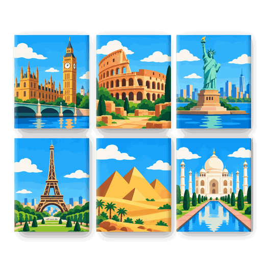 6 Mini Paintings | Iconen Rondom de Wereld Set