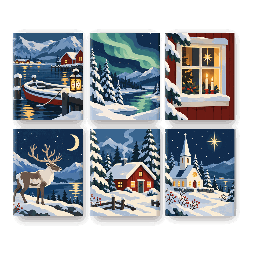 6 Mini Paintings | Noordse Kerst Set
