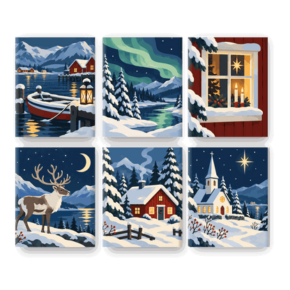6 Mini Paintings | Noordse Kerst Set