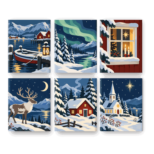 6 Mini Paintings | Noordse Kerst Set