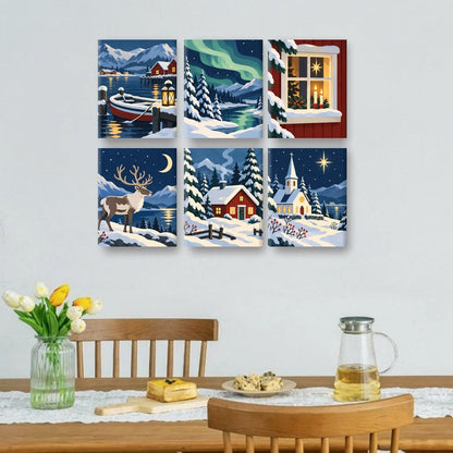 6 Mini Paintings | Noordse Kerst Set
