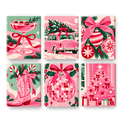 6 Mini Paintings | Roze Kerst Magie Set