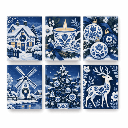 6 Mini Paintings | Porselein Kerst Set