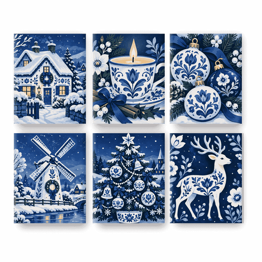 6 Mini Paintings | Porselein Kerst Set