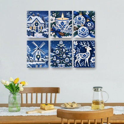 6 Mini Paintings | Porselein Kerst Set